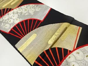 アンティーク　扇に万寿菊模様織出し袋帯（材料）